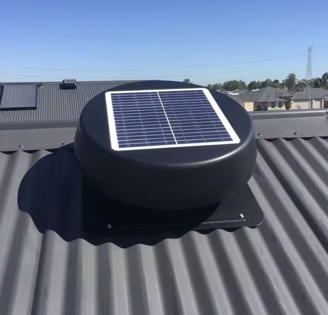 Solar Roof Fan 25W Round Ventilator fully controlled with Wireless Remote or your Smartphone APP with AC/DC Adapter that can run Day and Night
