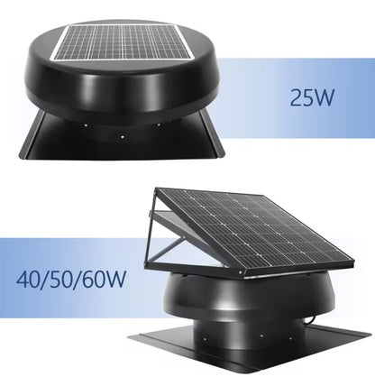 Solar Roof Fan 25W Round Ventilator fully controlled with Wireless Remote or your Smartphone APP with AC/DC Adapter that can run Day and Night